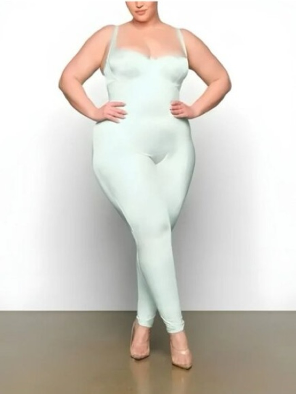 NWT Skims Glissenette Catsuit Jumpsuit Ice Blue Size 3X *READ